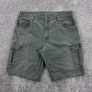 Vintage Y2K Dickies Cargo Shorts Mens 38 Olive Green Heavy Canvas Relaxed Fit